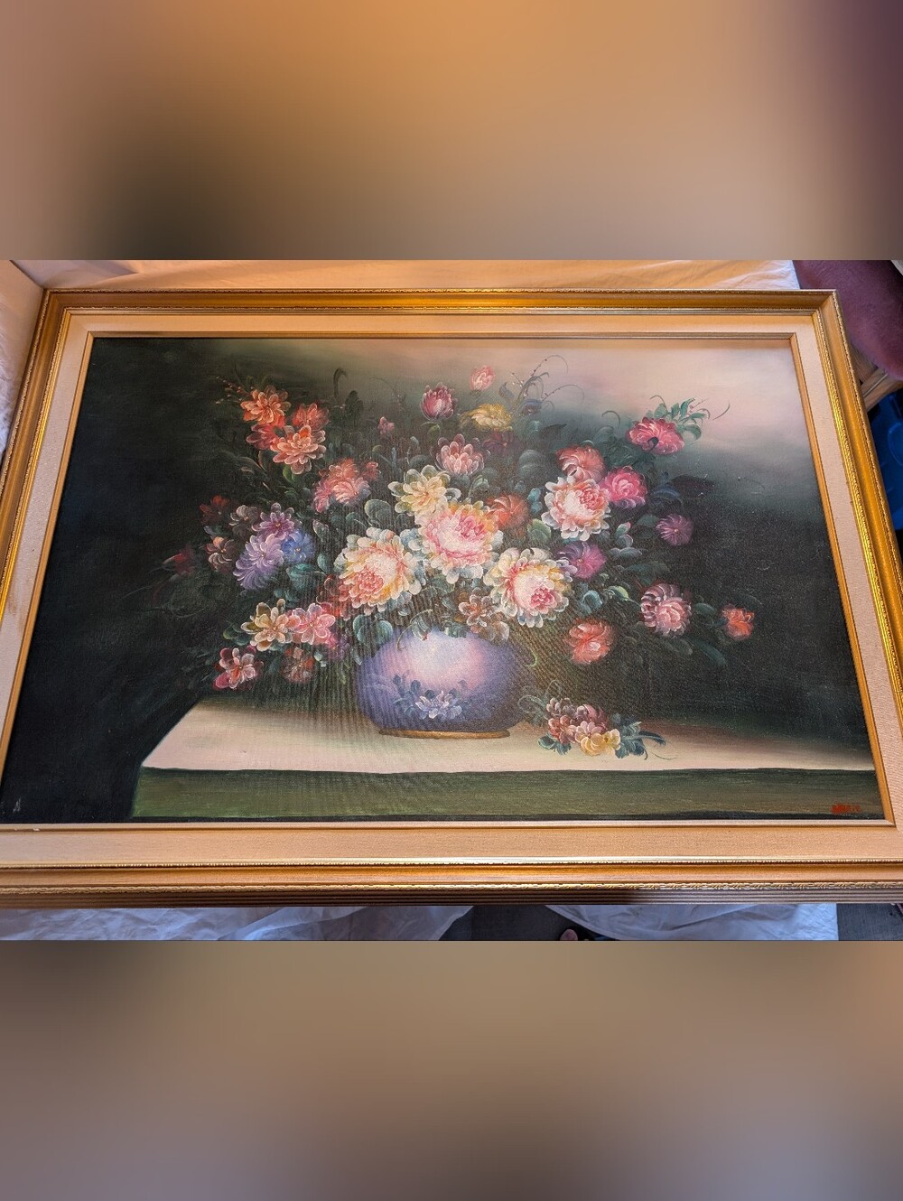 Vintage Pink, Purple & Green Floral Still Life Wall Art